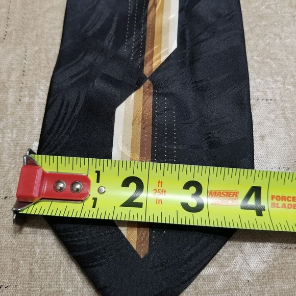 Knightsbridge Men's Neck Tie Black Brown W 3 .75" L 58" Geometric pattern Silk - Picture 6 of 7